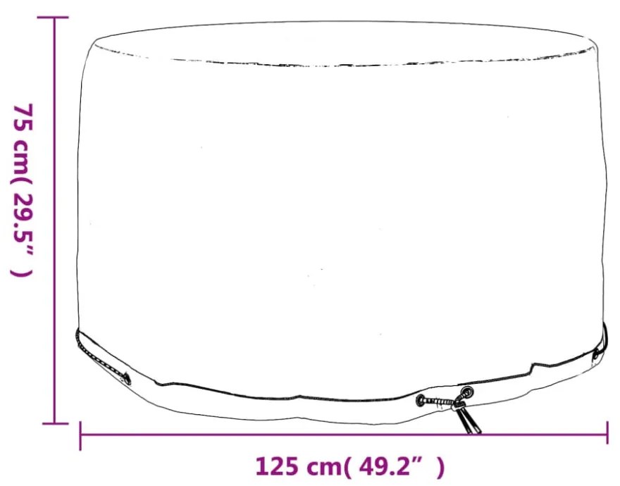 kerek kerti bútorhuzat 6 fűzőlyukkal Ø125 x 75 cm