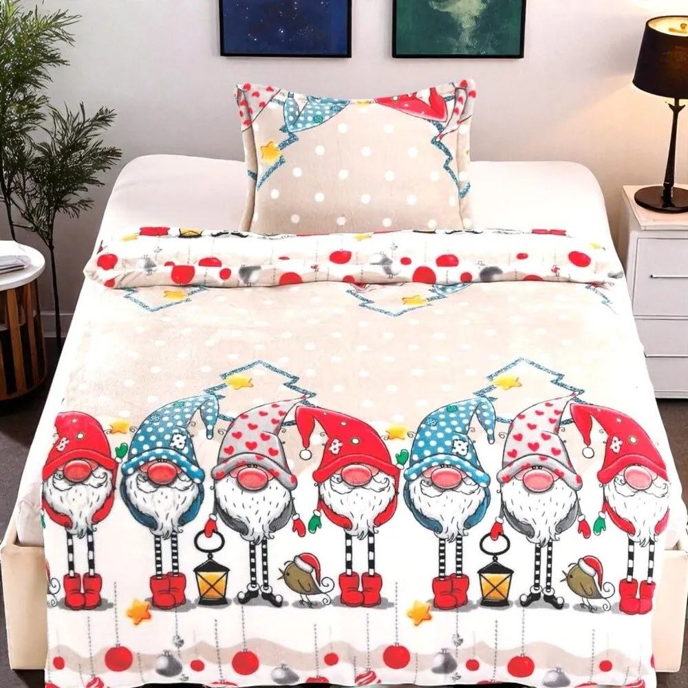 Mikroplüss ágynemű Homa LEVINA BEIGE GNOMS 140x200 cm