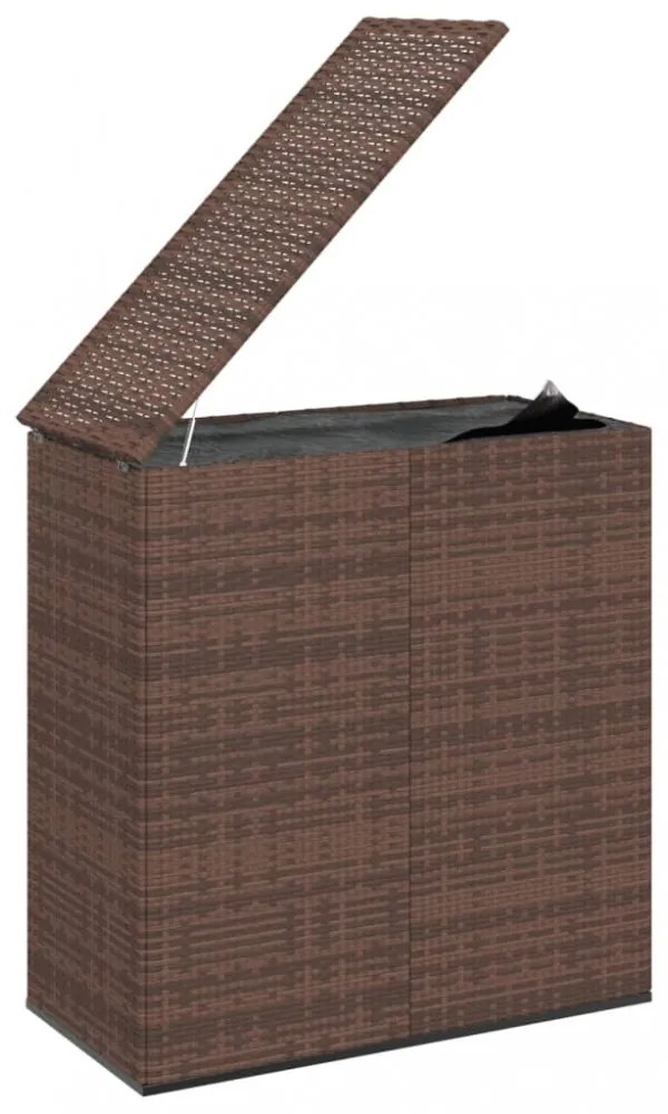 barna polyrattan kerti párnatartó doboz 100 x 49 x 103,5 cm