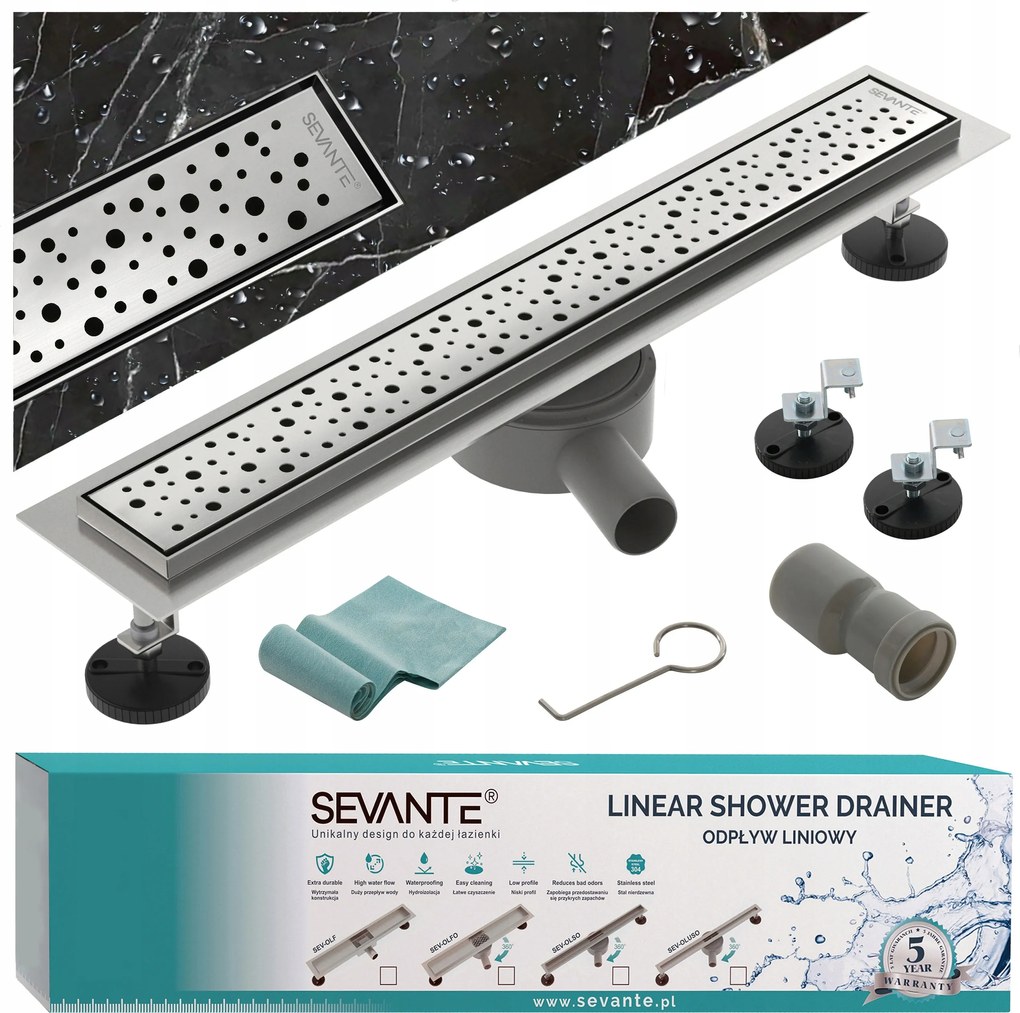 Lineáris lefolyó 90 cm Flat inox rozsdamentes acél forgó szifon