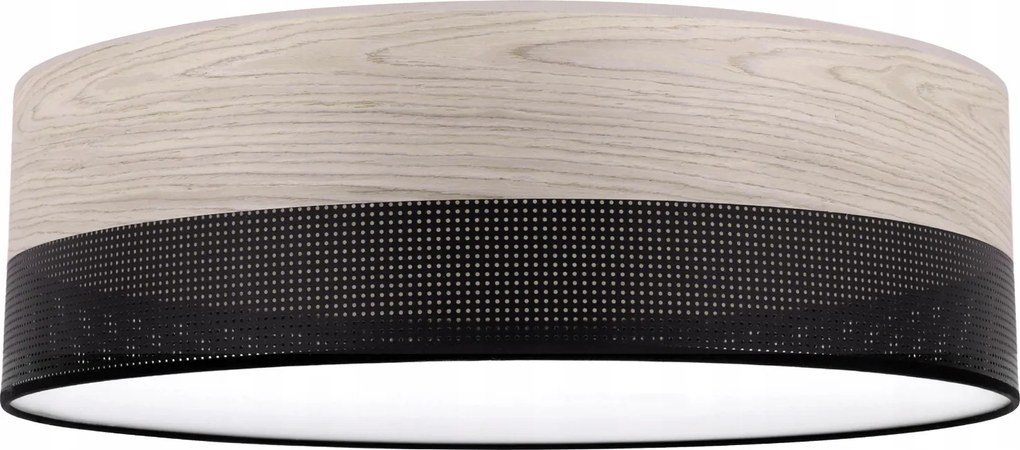 Mennyezeti Lámpa Függeszték Plafon Csillár Fekete 50CM Natúr Fehérített Tölgy