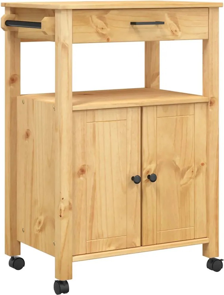 vidaXL MONZA tömör fenyőfa konyhai kocsi 60 x 40 x 88,5 cm