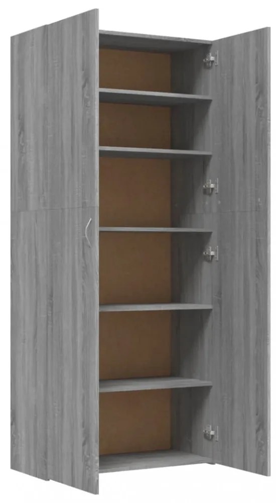 szürke sonoma színű szerelt fa cipősszekrény 80x35,5x180 cm