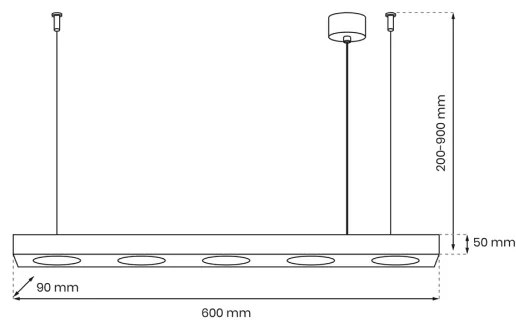 Csillár zsinóron ALEXANDER 5xGX53/12W/230V fekete