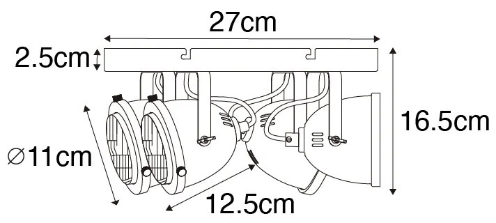 Ipari reflektor lámpa fekete 4-lámpás - Emado