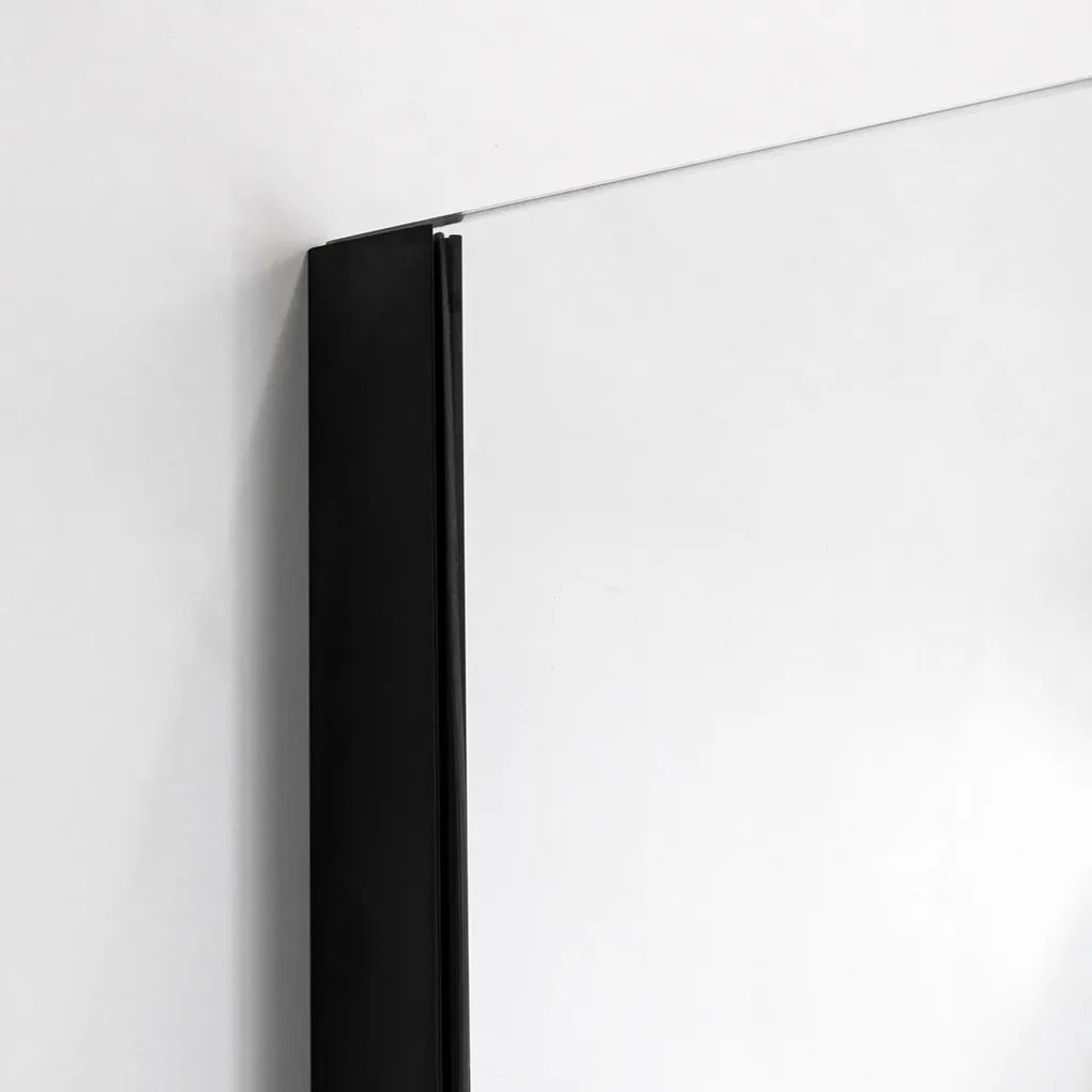 Stuxi Roma Black 90 cm széles kétszárnyú nyíló zuhanyajtó, 6 mm vízlepergető üveggel, matt fekete profillal, 195 cm magas