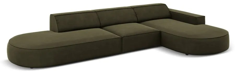 Zöld bársony sarokkanapé (jobb oldali) Jodie - Micadoni Home