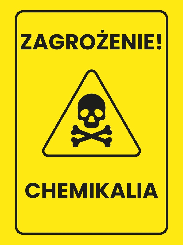 Fém poszter információs információ Veszély! Vegyi Anyagok 30x40