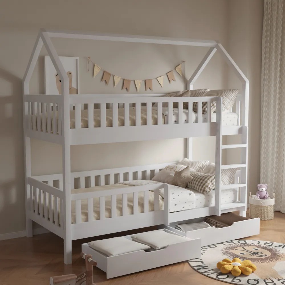 Montessori emeletes ágy, fehér, VENITA TYP 2