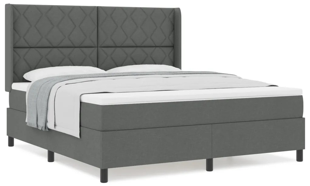 Boxspring Ágy Mattal Sötét Szürke 180x200 cm Szövet
