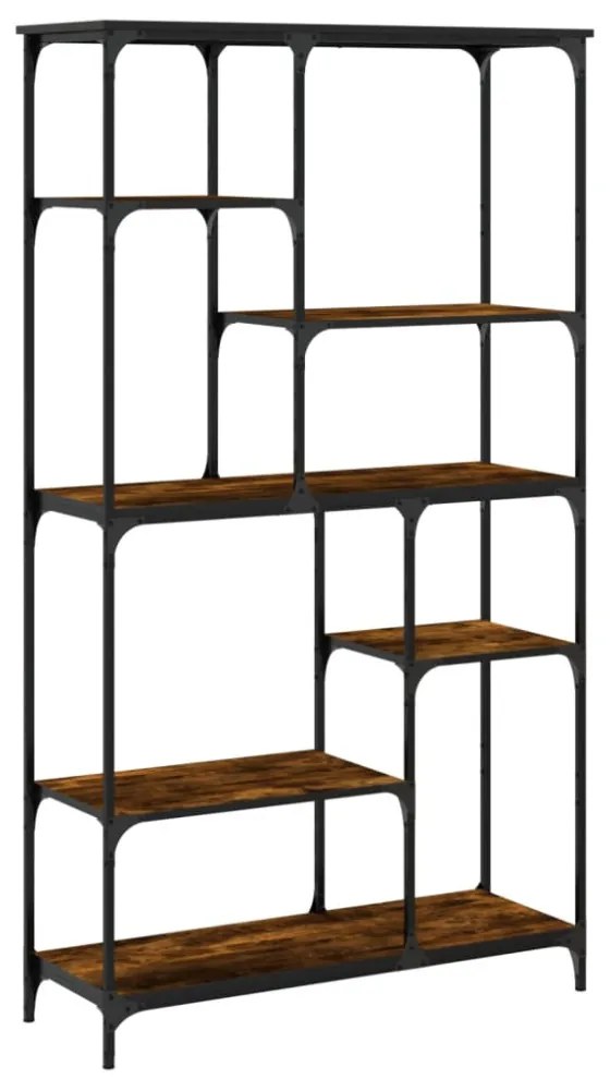 füstölt tölgy szerelt fa és acél könyvespolc 99 x 35,5 x 176 cm