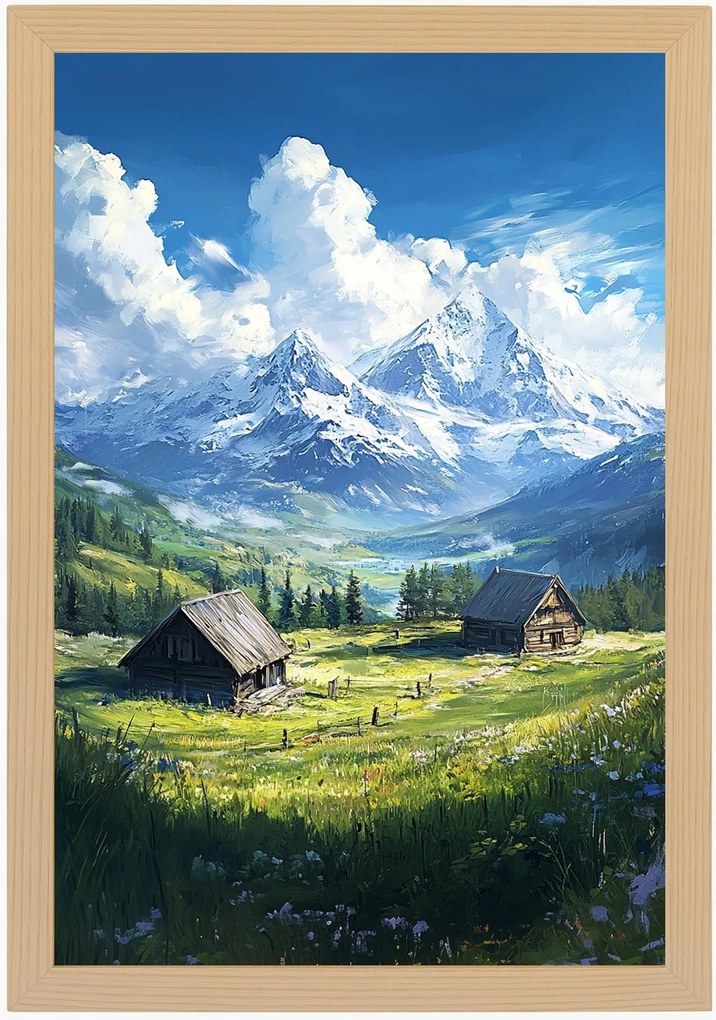 Poszter Keret Fa Lengyelország Hegyek Tátra Tisztás Rét Csarnok Völgy 40x60