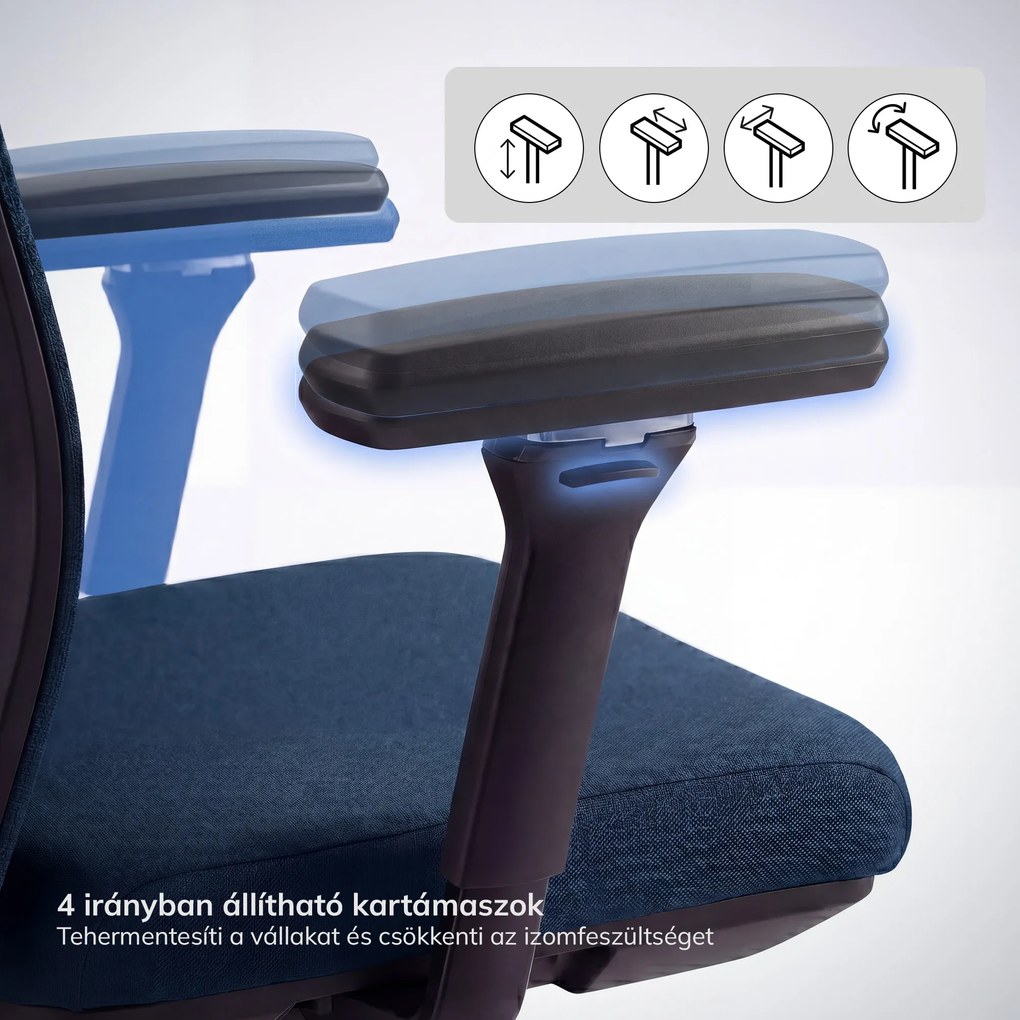 Ergonómikus, forgó irodai szék, sötétkék: VECTOR