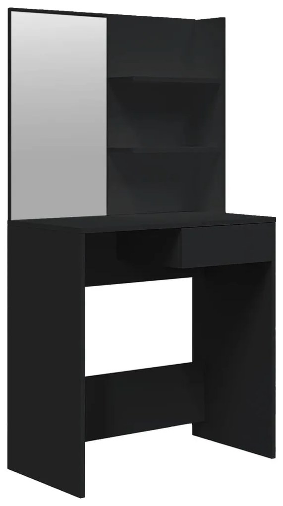 Fekete fésülködőasztal tükörrel 74,5 x 40 x 141 cm