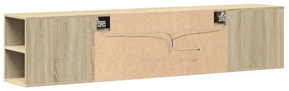 sonoma tölgy színű fali TV-szekrény LED-del 180 x 31 x 39,5 cm