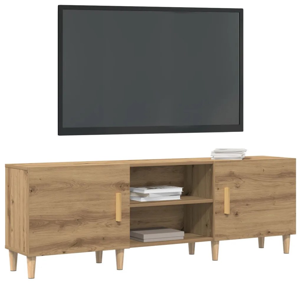 TV Állvány Sötét tölgy színben - 150x30x50 cm - Mérnöki fából készült