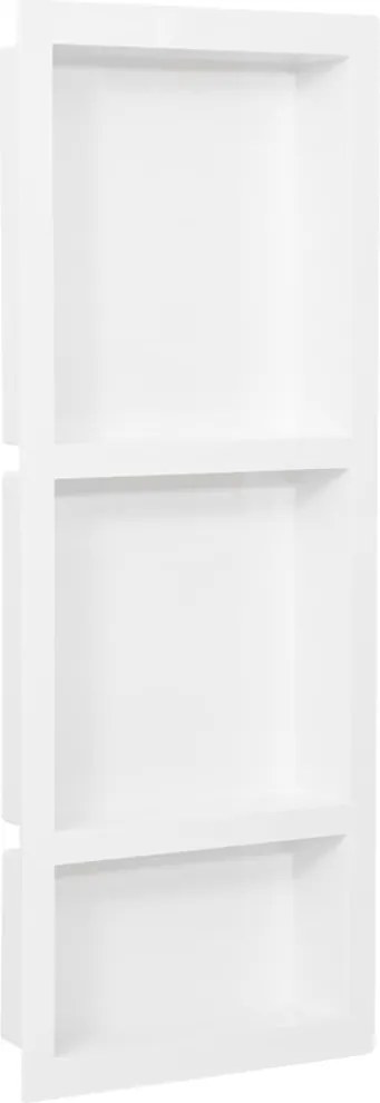 vidaXL magasfényű fehér zuhanyfal-mélyedés 3 rekesszel 41 x 99 x 9 cm
