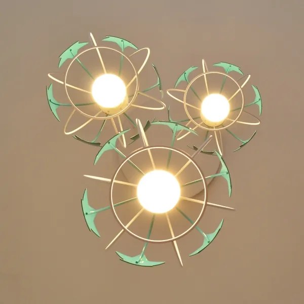 Gyerek csillár zsinóron STARS 3xE27/15W/230V türkiz/fehér