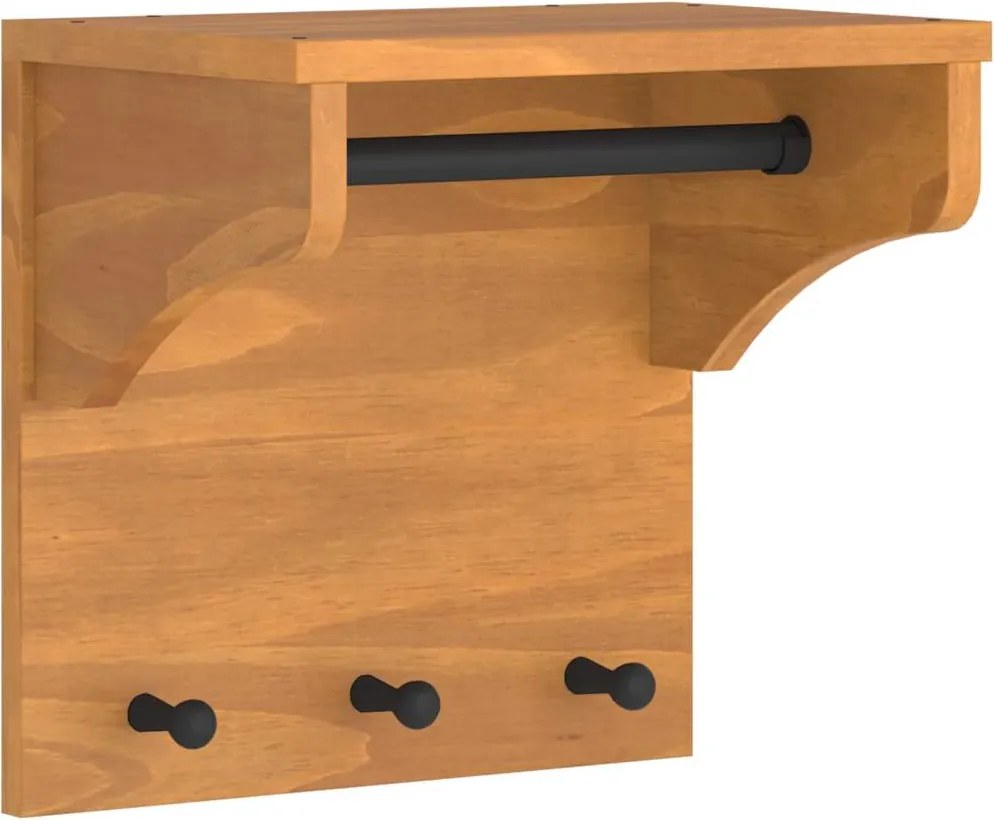 vidaXL SANDNES tömör fenyőfa falra szerelt kabátállvány 43x30x42 cm