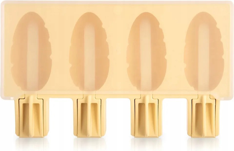 Szilikon Fagylaltforma Pálcikán, Fedővel, Sárga 4 Db