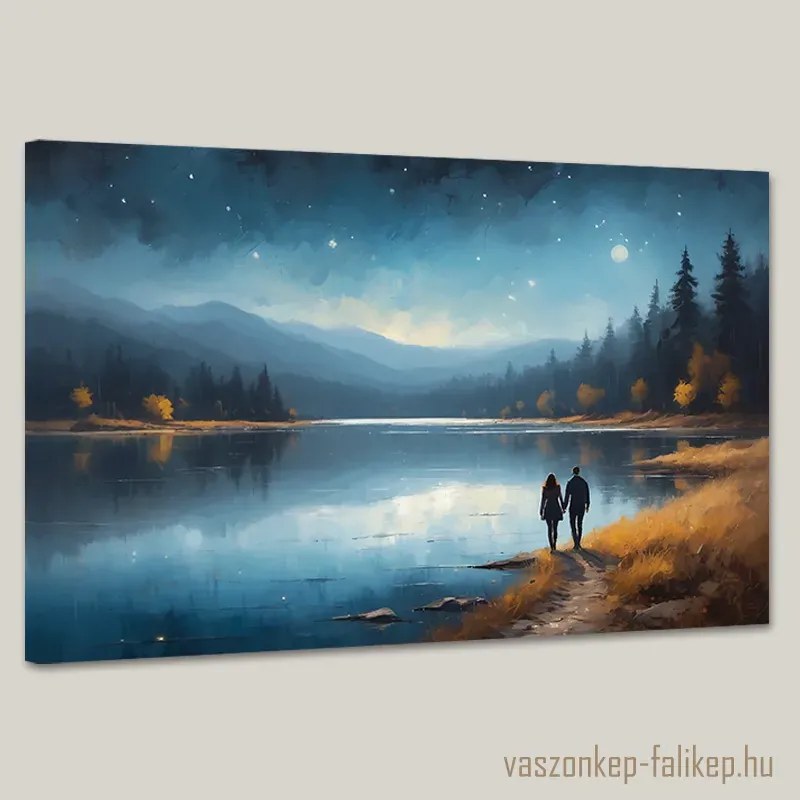 Esti séta a tó partján falikép – romantikus hangulat otthonra 60x40 cm
