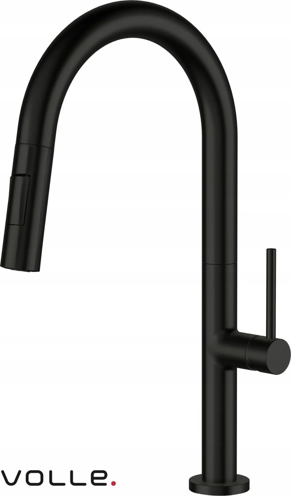 Konyhai csaptelep álló, szálcsiszolt kifolyócsővel, fekete Bravo, Volle