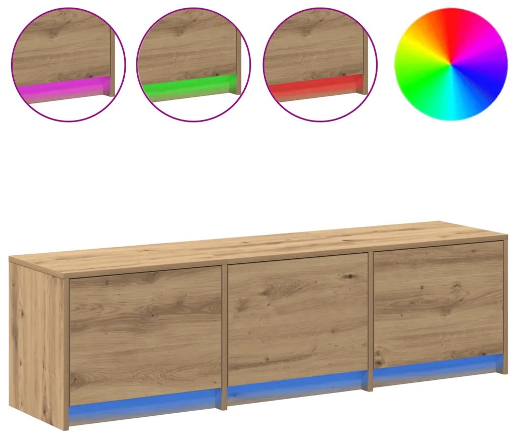 TV szekrény LED-del Kézműves tölgy 140x34x40 cm Szerelt fa