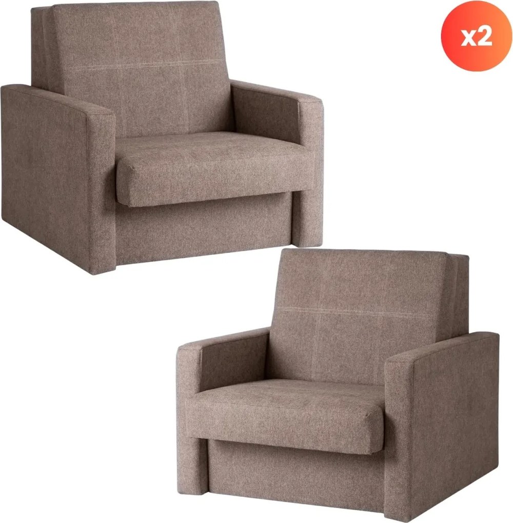 2 db-os szett, egyszemélyes ágyazható fotel bézs színben MILAN 1