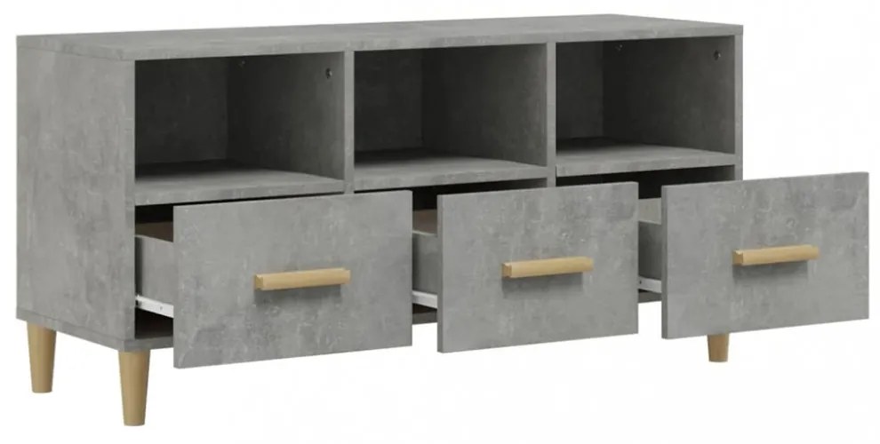 betonszürke szerelt fa TV-szekrény 102 x 36 x 50 cm