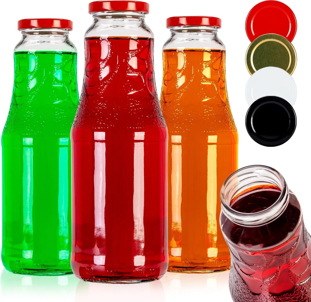 5x 1000ml-ES Gyümölcslé Palack Gyümölcslé Kupakkal Tinktúra Gyümölcslé Palack Ajándék