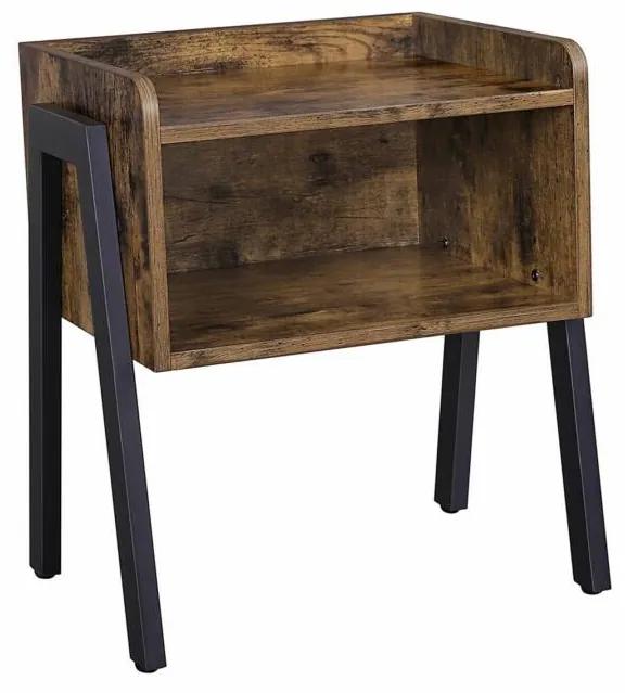 Rusztikus kis asztal / Ipari stílusú éjjeliszekrény nagy rekesszel 42 x 52 x 35 cm