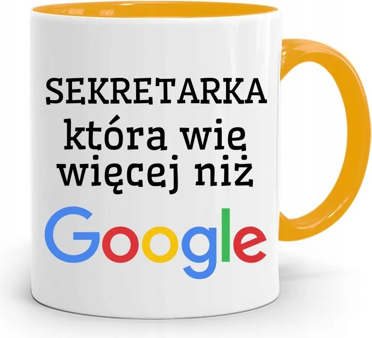 Sárga Bögre Ajándék Titkárnőnek Többet Tud, Mint fényképes nyomattal