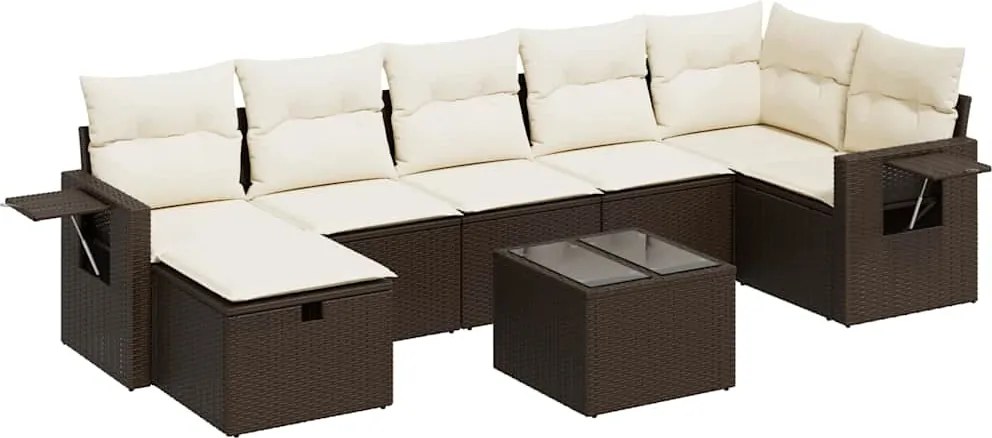 vidaXL 8 részes barna polyrattan kerti ülőgarnitúra párnákkal
