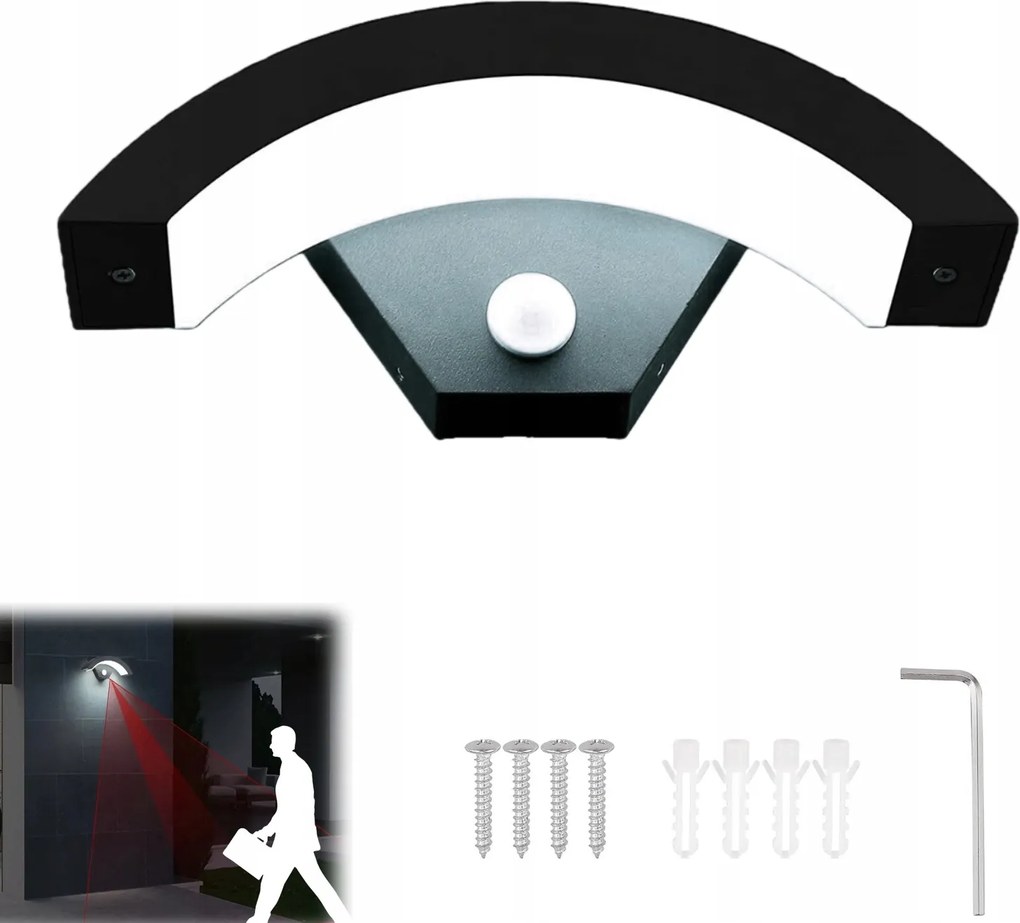 Kültéri Fali Lámpa Kerti Homlokzati Lámpa Led Mozgásérzékelő 18W Led