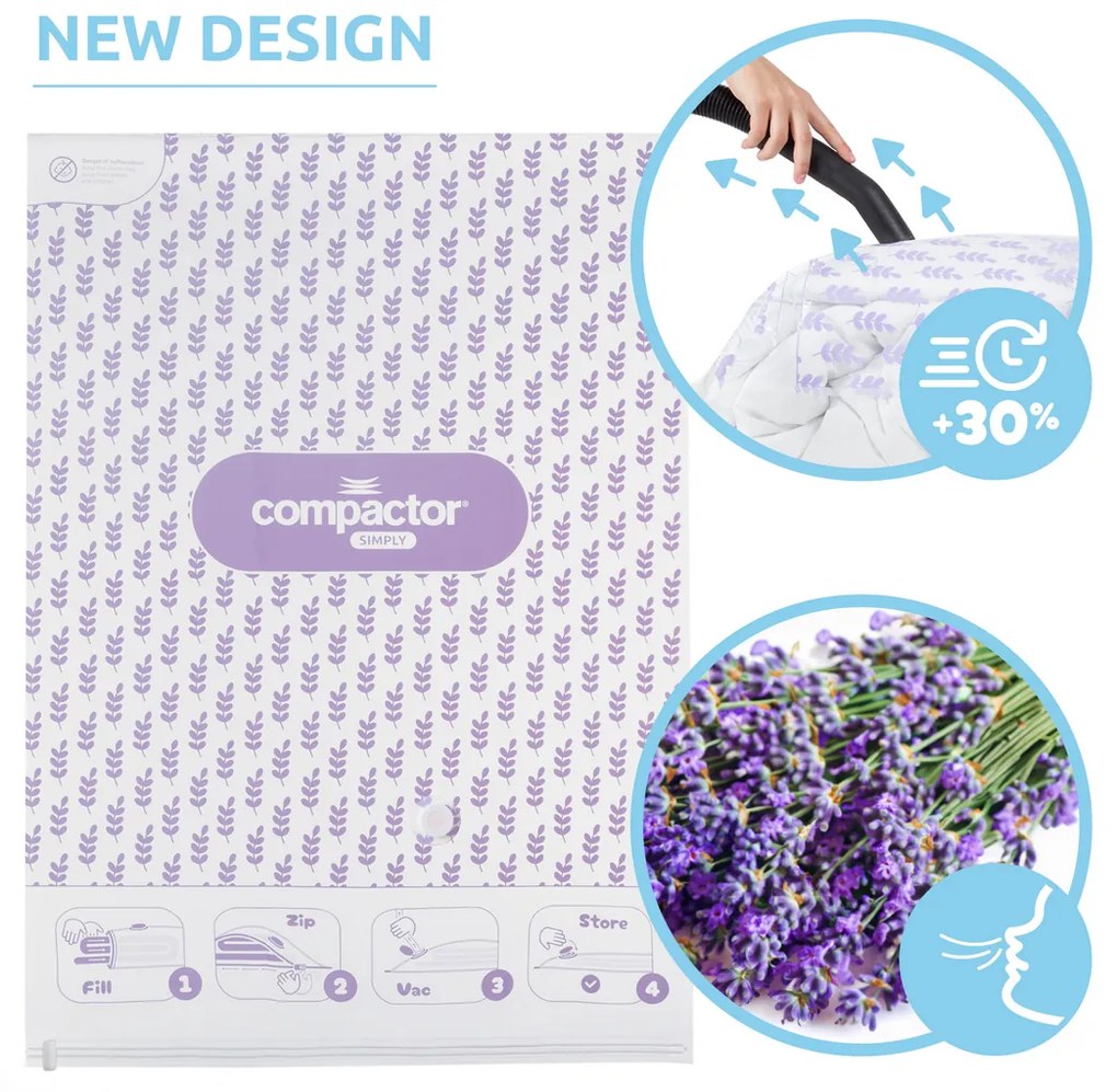 Compactor Szett vákuumos tároló zsákok Compress Llevendula 100 l, 70 x 100 cm, 5 db, 5 db