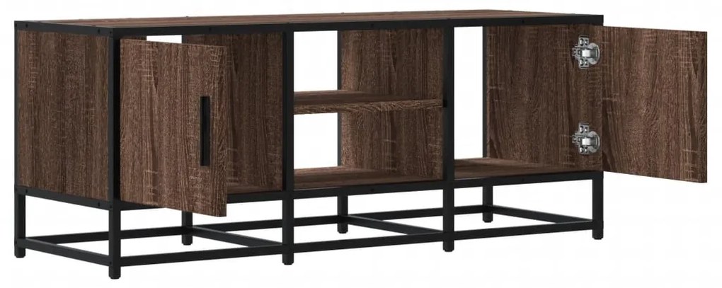 barna tölgy színű szerelt fa és fém TV-szekrény 100x35x41 cm