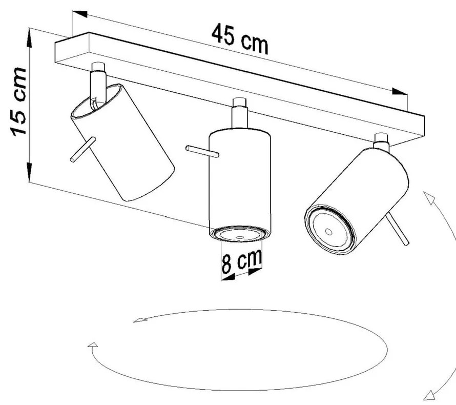 Etna szürke mennyezeti lámpa, hosszúság 45 cm - Sollux