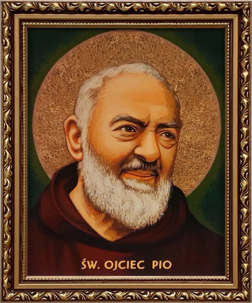 Vászonkép 29x24 Szent Pio Atya Arany Díszített Keret