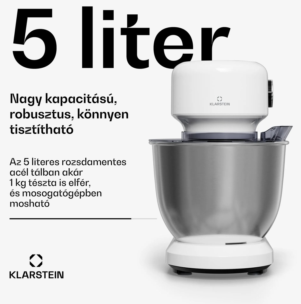 Klarstein Bella Evo konyhai robotgép | bolygókeverő rendszer | 3 keverőfelszerelés | 1500 W | 5 l