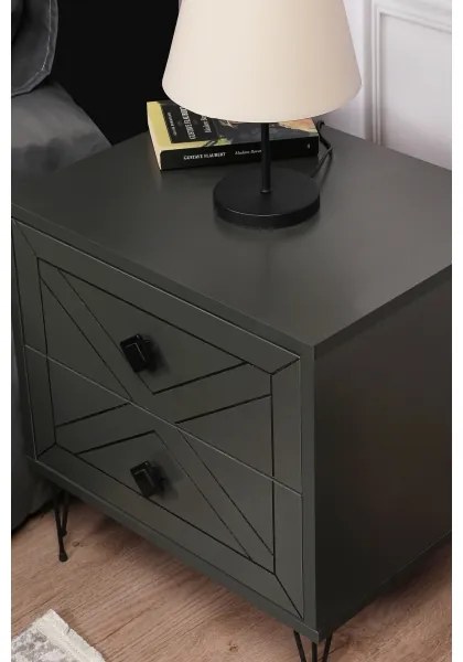 Éjjeliszekrény LUNA 55x50 cm antracit/fekete