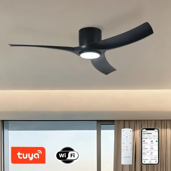 ZEVENTI - ORBITO LED mennyezeti ventilátor LED/24W/230V Wi-Fi Tuya fekete + távirányító