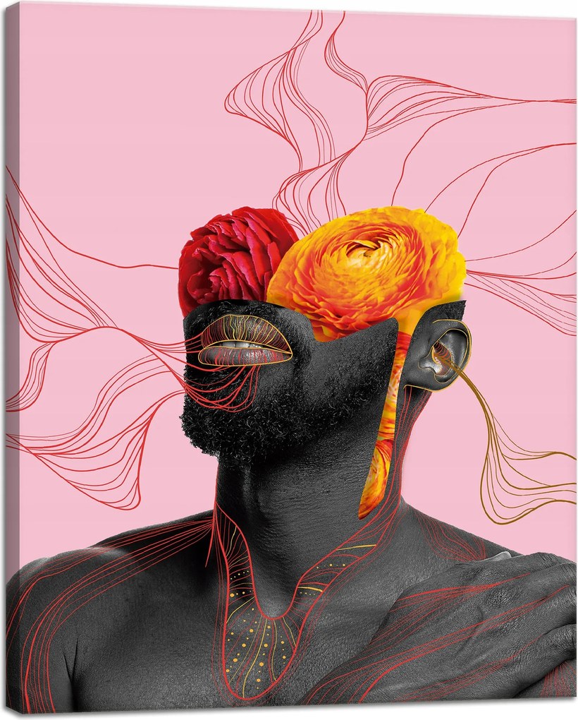 Vászonkép Fekete Férfi Virágok Természet 40x50 cm Ideális ajándék