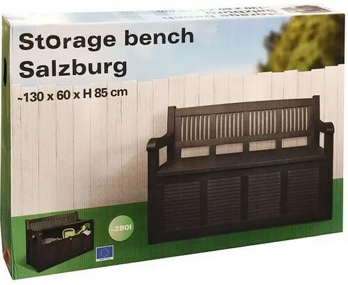 Salzburg kerti pad tárolóhellyel, 130 x 60 x 85 cm, 280 l