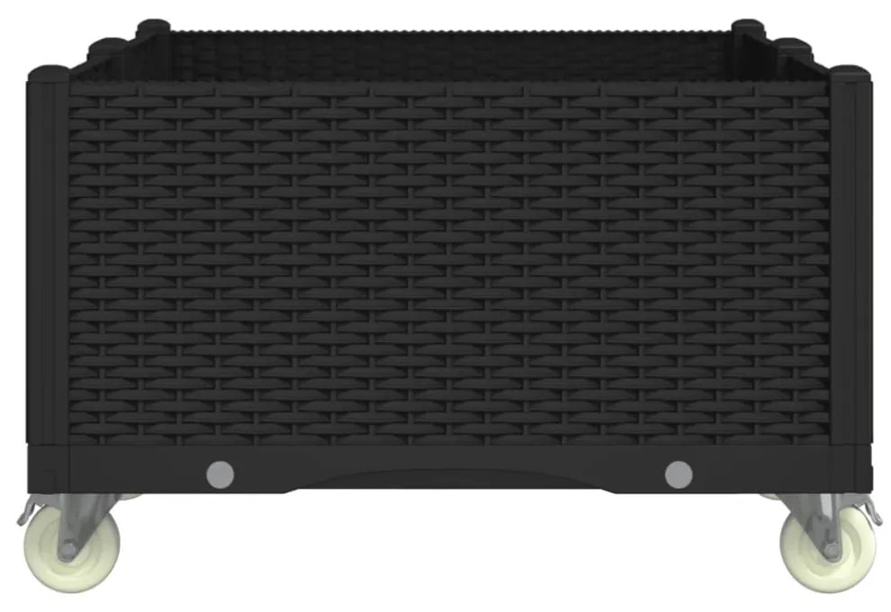 vidaXL fekete polipropilén rácsos kerekes ültetőláda 100 x 80 x 54 cm