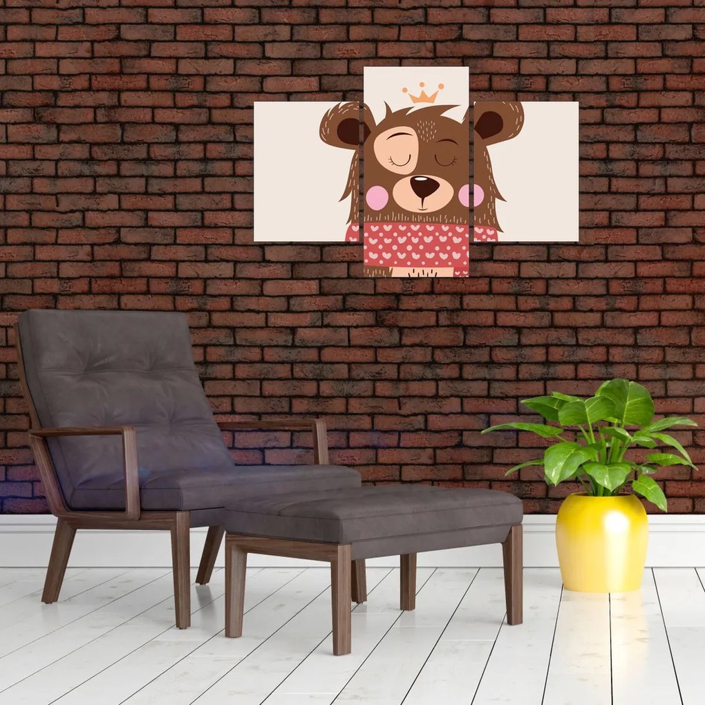 Kép - Teddy maci piros sállal (90x60 cm)