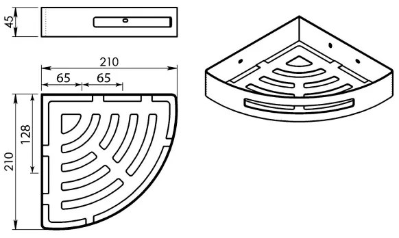Gedy - Sarokpolc a zuhanyzóba SMART 21x4,5 cm metál szürke
