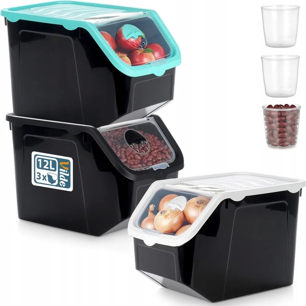 3x Zöldség Tartály Gyümölcs hagyma burgonya fokhagyma eledel por nagy XL