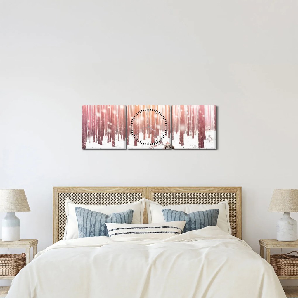 Kép - Zebra egy havas erdőben (órával) (90x30 cm)