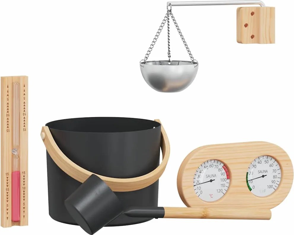 vidaXL Szauna Kiegészítő Készlet 5 pcs Fekete