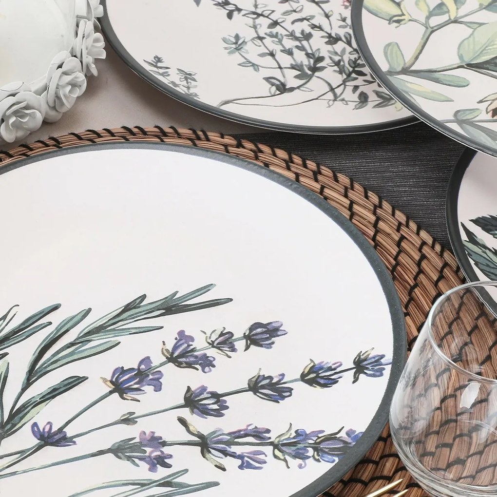 6 darab 25 cm-es Herbal fajanss tálca szett